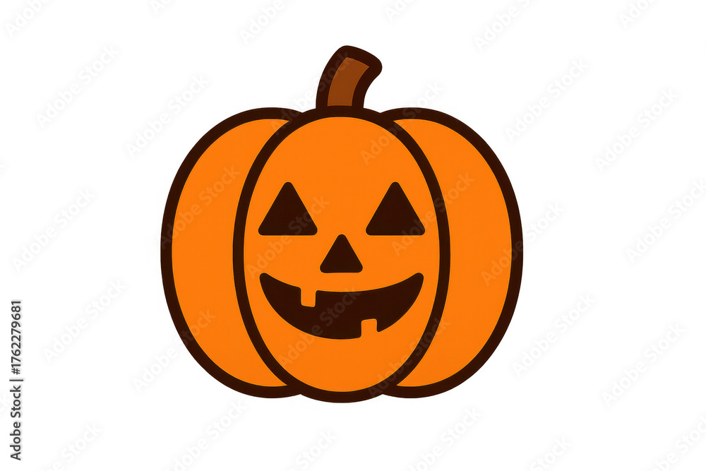 Fototapeta premium Halloween jack-o-lantern pumpkin cartoon icon illustration with carved spooky face on transparent background