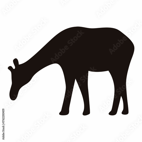 Silhouette vector graphic of a giraffe grazing icon scalable svg file