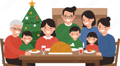 Joyful Family Gathering Celebrating Holiday Feast with Smiles and Laughter