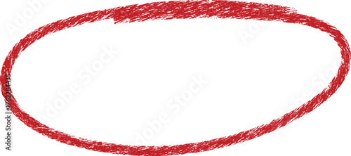 Rough red circle is hand drawn against a white background to be transparent