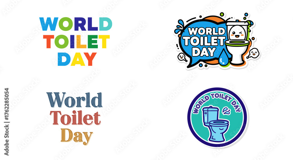 Fototapeta premium World Toilet Day logo designs in colorful, playful style 
