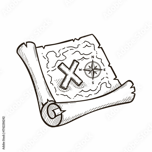 Embark on an exciting treasure hunt with this vintage-inspired pirate map, perfect for adventure games, mystery novels, and imaginative storytelling