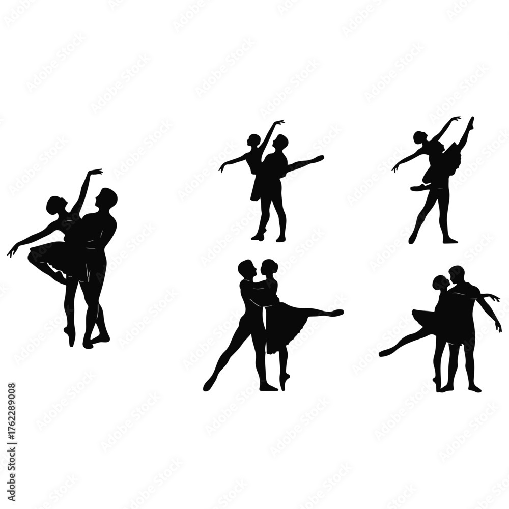 Obraz premium Elegant Ballerina Silhouette Vector Art: Graceful Dancer in Arabesque Pose, Perfect for Dance Studio Logos, Ballet Class Decorations, and Tutu-Themed Apparel Designs