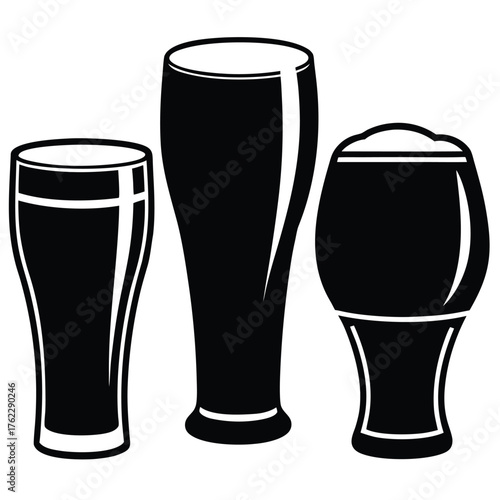 Beer Glass and Mug Silhouette Icon Set