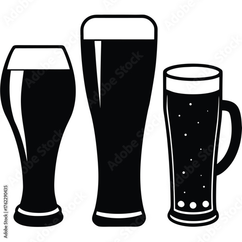 Beer Glass and Mug Silhouette Icon Set