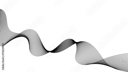 Wavy line with digital future technology concept background, wave lines pattern on white background vector in concept of technology, abstract black wave line banner template.