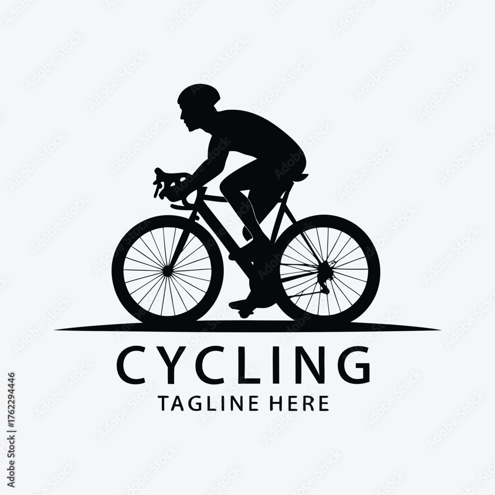 Fototapeta premium Minimalist Cyclist Silhouette Logo Design