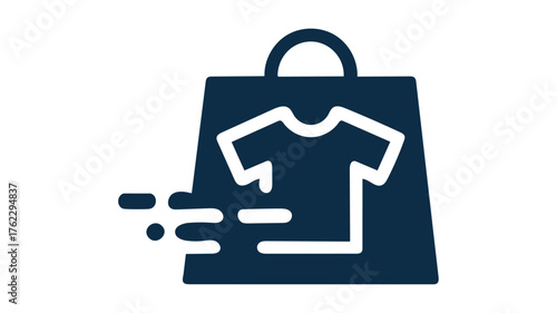 Shopping bag with t-shirt icon express delivery fast shopping clothing retail symbol vector