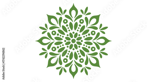 Green floral mandala design abstract geometric ornament decorative pattern element vector