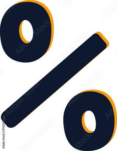 A bold percent symbol icon in dark navy with an orange outline, commonly used to represent discounts, sales, and promotional offers.
