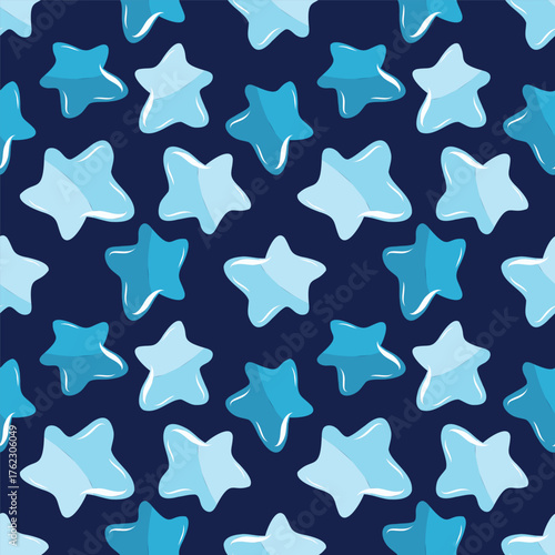 New Year's blue pattern for packaging design, cheerful stars.