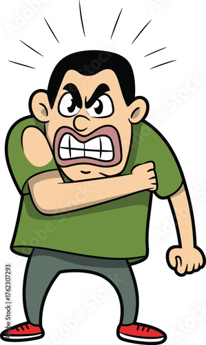 Panicked Cartoon Man Running Away in Fear, Terrified Person with a Shocked Face and Sweat Drops, Urgency and Anxiety Vector Comic Illustration.