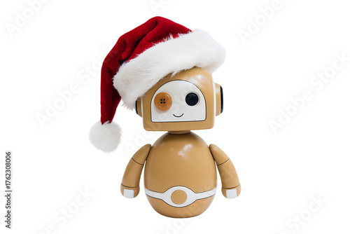 Adorable Robot with Santa Hat Spreading Holiday Cheer with its Cute Design