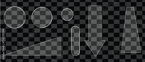 Transparent liquid glass shapes with reflections and refractions for design elements vector