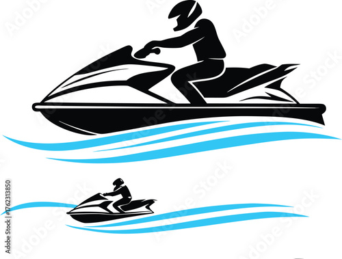 Jet Ski Rider Silhouette on Water
