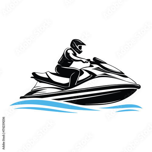 Jet Ski Rider Silhouette on Water