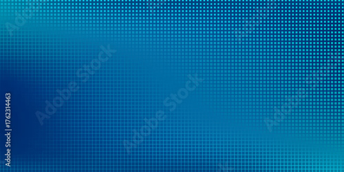 Abstract geometric background with blue rhombuses of variable size. Gradient halftone transition from dark blue to azure. Wallpaper for screensavers or backgrounds for covers. Smooth color change.