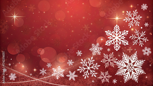 Elegant Red Christmas Background with White Snowflakes – Festive Holiday Texture Design for Winter Greeting Cards, Invitations, and Seasonal Decorations