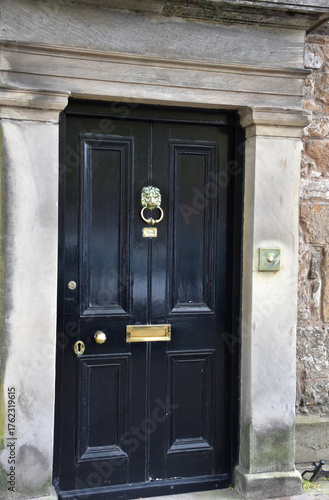 Black Doorway on the Front of a Home in Europe