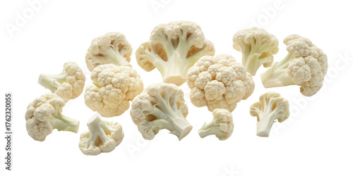 Fresh Cauliflower Florets Grouped isolated on a transparent background