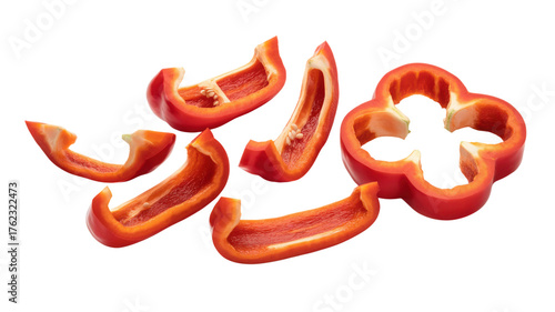 Red Bell Pepper Slices isolated on a transparent background