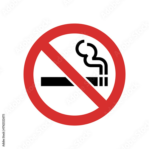 Clear no smoking symbol sign prohibiting cigarette use indoors and public spaces