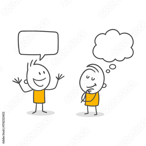 A Dialogue Between An Employee Speaking Loudly And Excitingly And Another Employee Trying To Make A Decision By Silently Weighing Their Own Inner Thoughts.