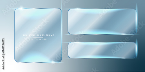 Glass plate frame Glossy window glass with reflections isolated on transparent PNG