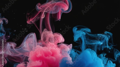 Abstract fluid art swirls of pink and blue smoke intriguing motion visuals