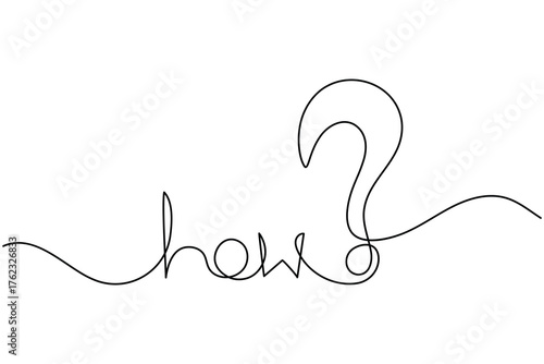 Question mark continuous one line drawing on white background minimalist curved and confusion outline vector illustration