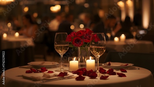 Romantic atmosphere with candles and soft light