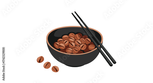 Bowl of beans with chopsticks delicious food healthy meal.