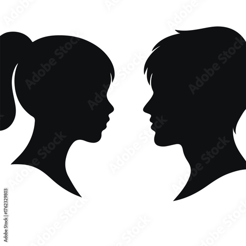 Pensive Teen Silhouettes Facing Each Other