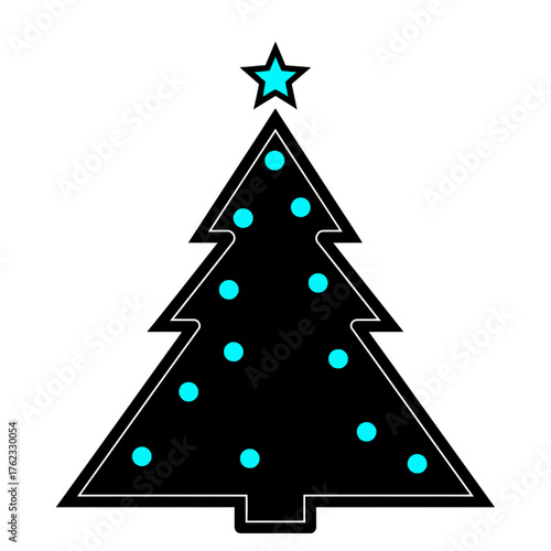 Black Christmas Tree with Blue Ornaments