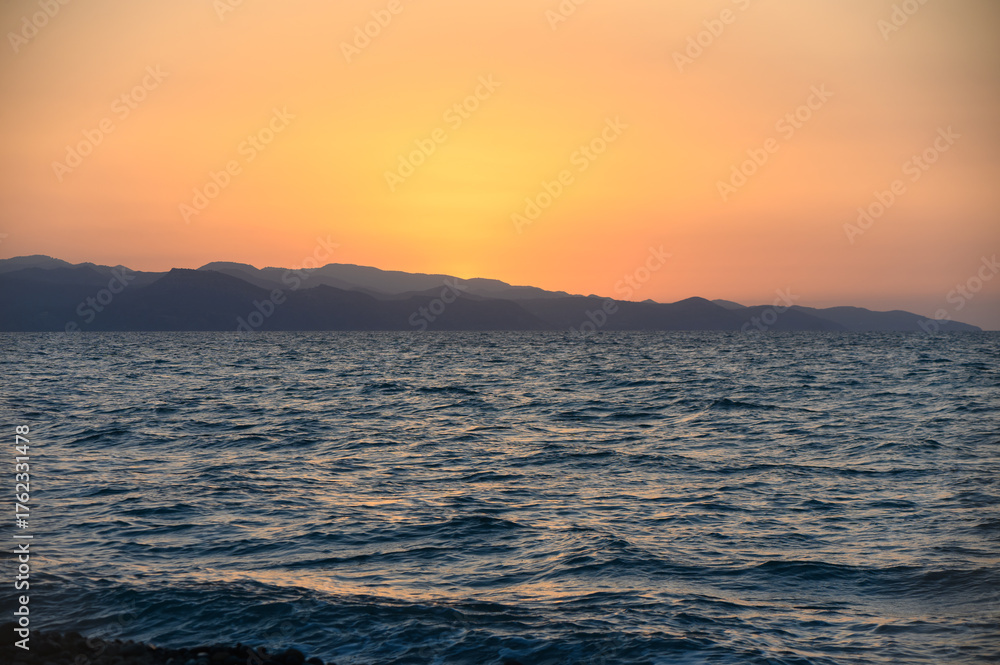 Obraz premium Summer Sunset Over Mountains in Cyprus
