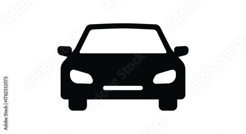 Simple black silhouette of a front view passenger automobile icon