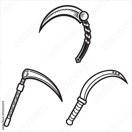 sickle tool vector with a white background 