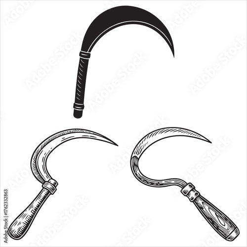 sickle tool vector with a white background 