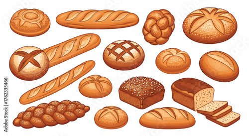 Assortment of Freshly Baked Breads and Pastries.