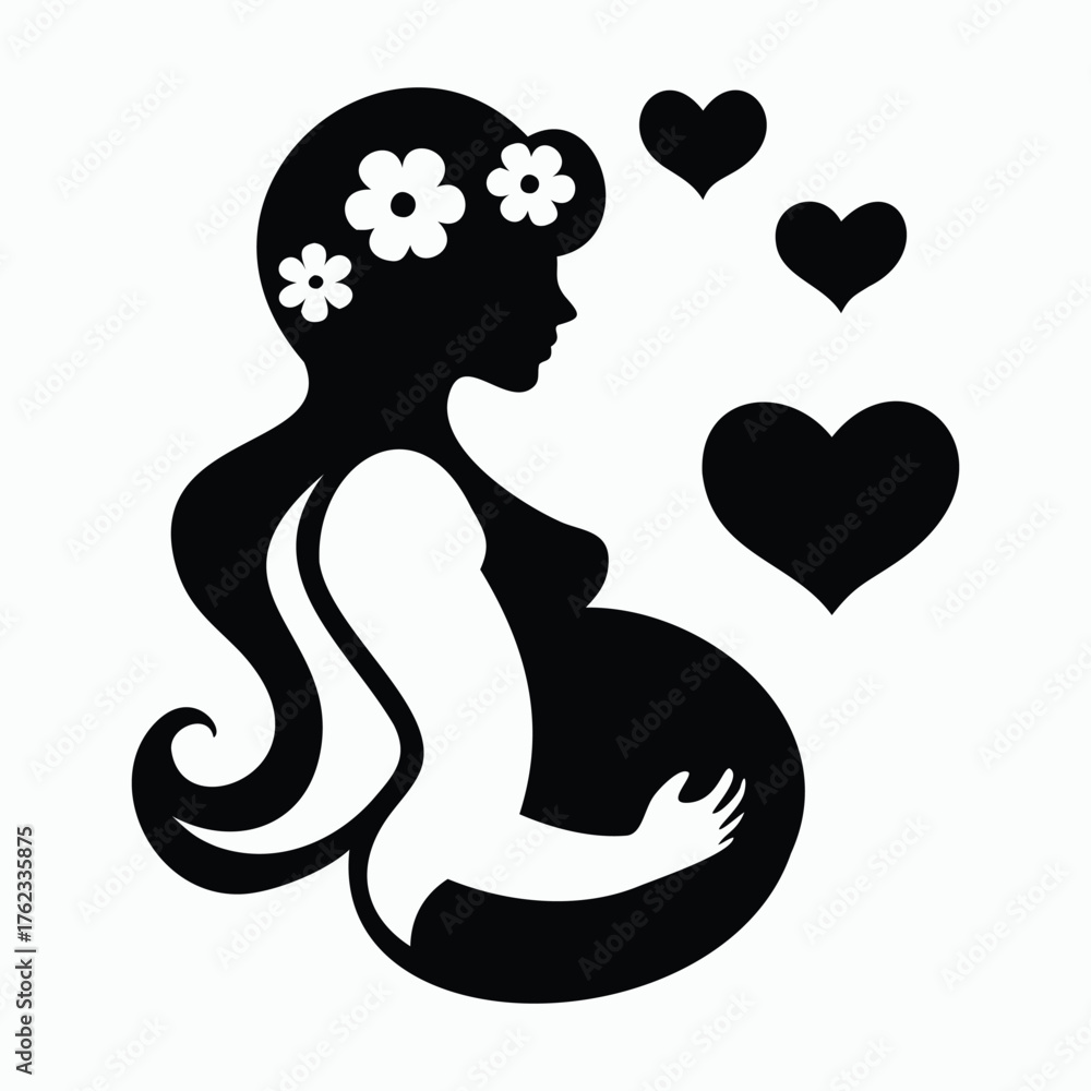Fototapeta premium Silhouette of Maternal Love: A Symbolic Tribute to Pregnancy and Affection