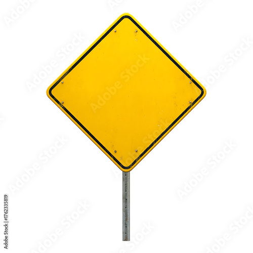 Blank yellow road sign 
