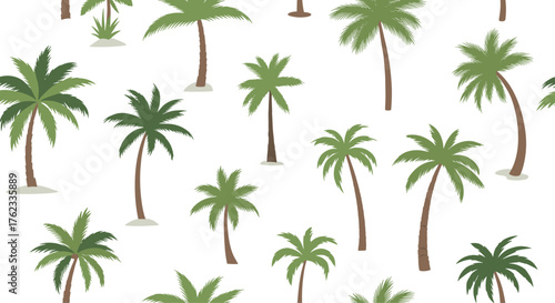 Palm Trees Pattern Seamless Tropical Background Summer.
