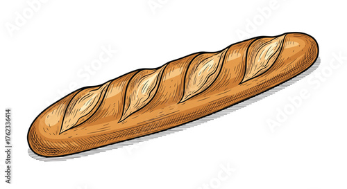 Freshly Baked Baguette: A Culinary Delight on White Background.