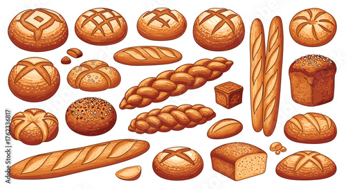 Assortment of Freshly Baked Breads and Pastries.