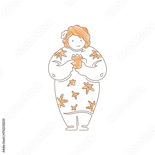 Autumn Comfort: Minimalist Line Art of Woman with Coffee Mug