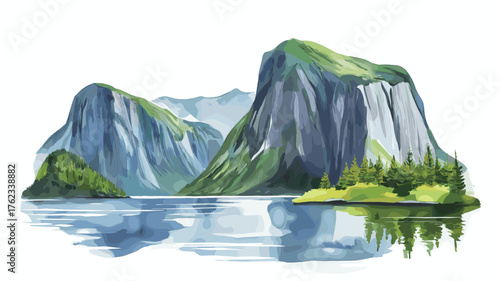 Gros Morne National Park. Gros Morne National Park hand drawn watercolor illustration