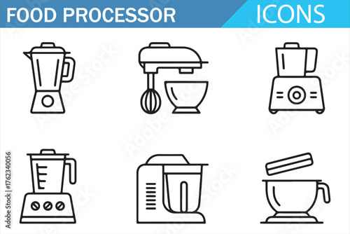 Blender and Mixer Icons — Modern Line Illustration of Small Appliances