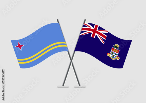 Aruba and Cayman Islands vector flags arranged for diplomacy themes