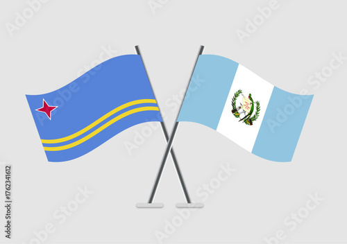 Aruba and Guatemala vector flags in abstract national theme