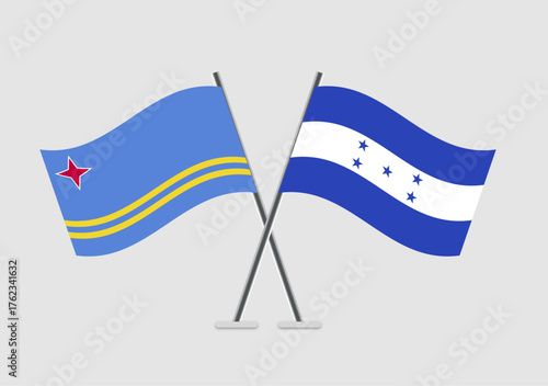 Aruba and Honduras vector flags displayed in united stance